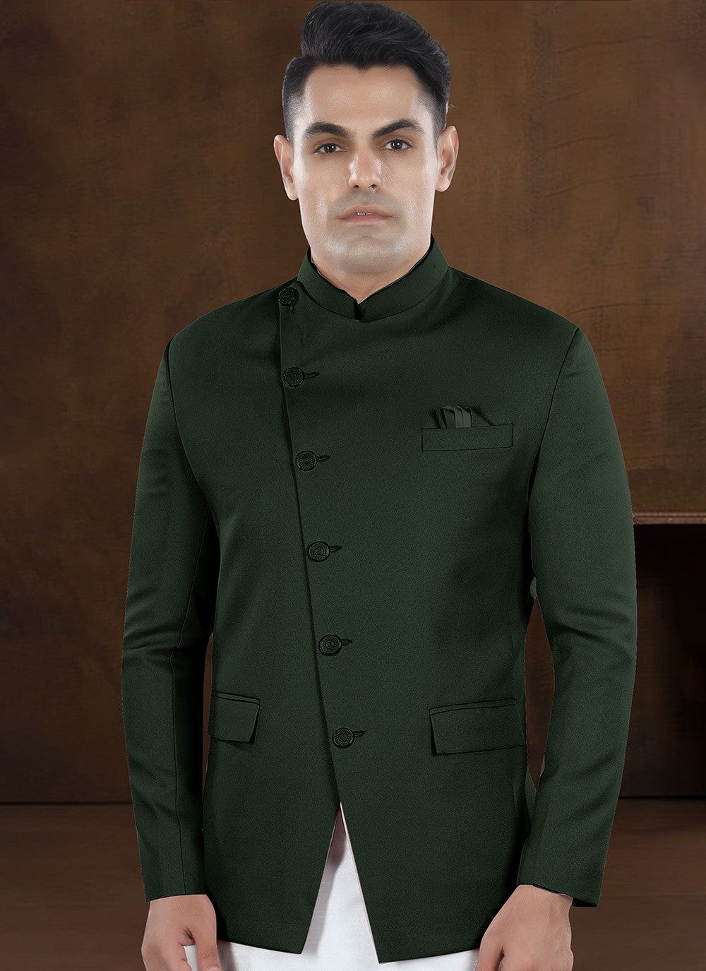 Plain Silk, Viscose Green Kurta Payjama With Jacket - M8195