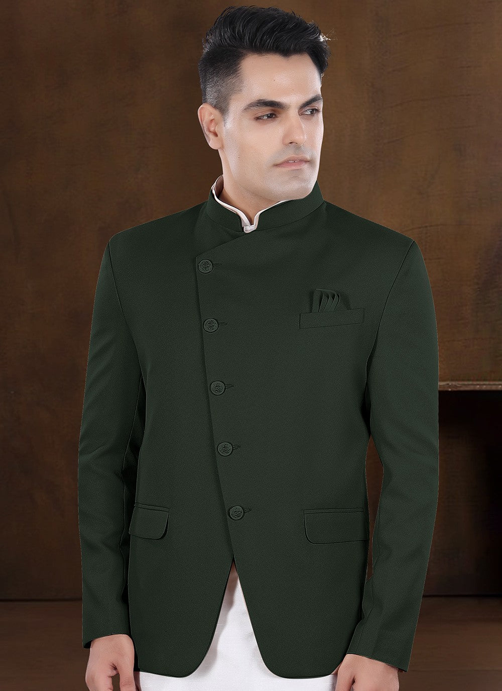 Plain Silk, Viscose Green Kurta Payjama With Jacket - M8219