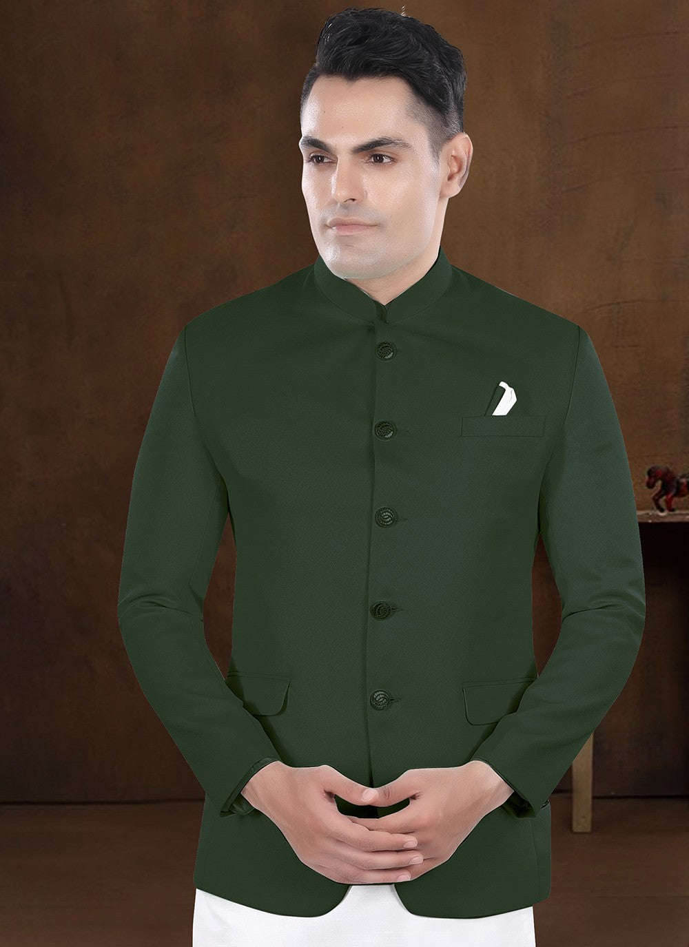 Plain Silk, Viscose Green Kurta Payjama With Jacket - M8221