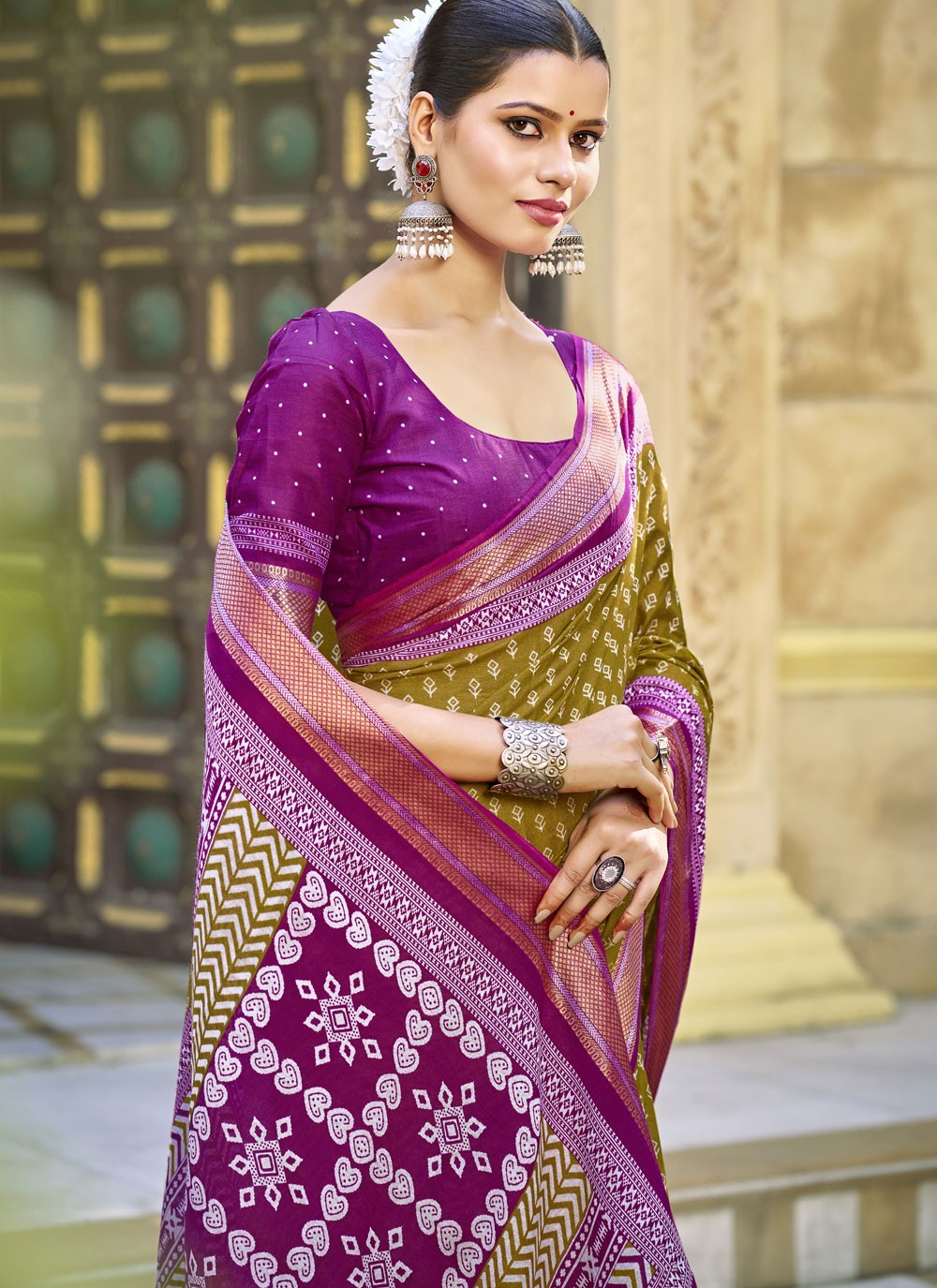 Printed Cotton Saree - S11498