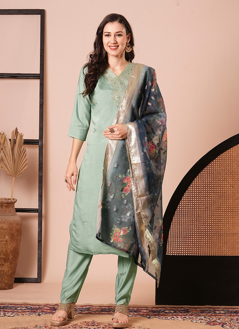 Silk Pant Style Suit - T4198