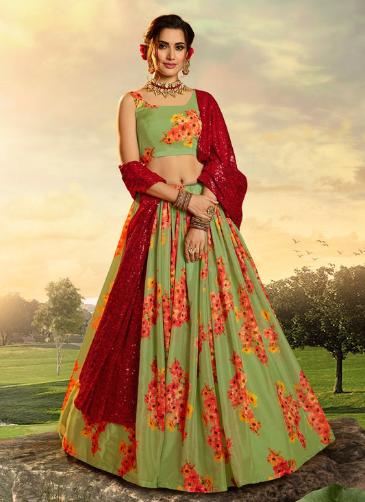 Printed Organza A - Line Lehenga - L0077