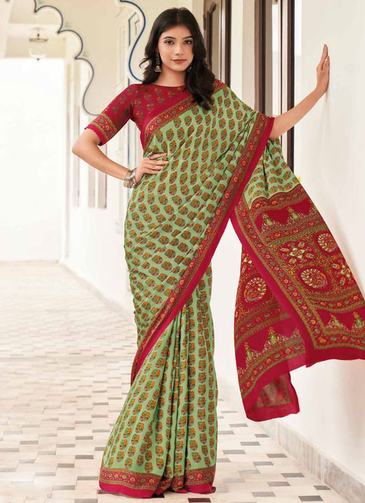 Contemporary Printed Pure Crepe Saree - S9443