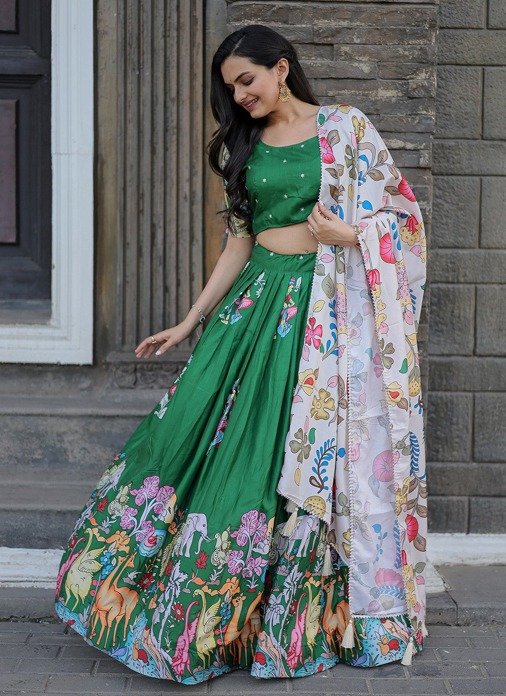 Printed Silk A - Line Lehenga - L1148