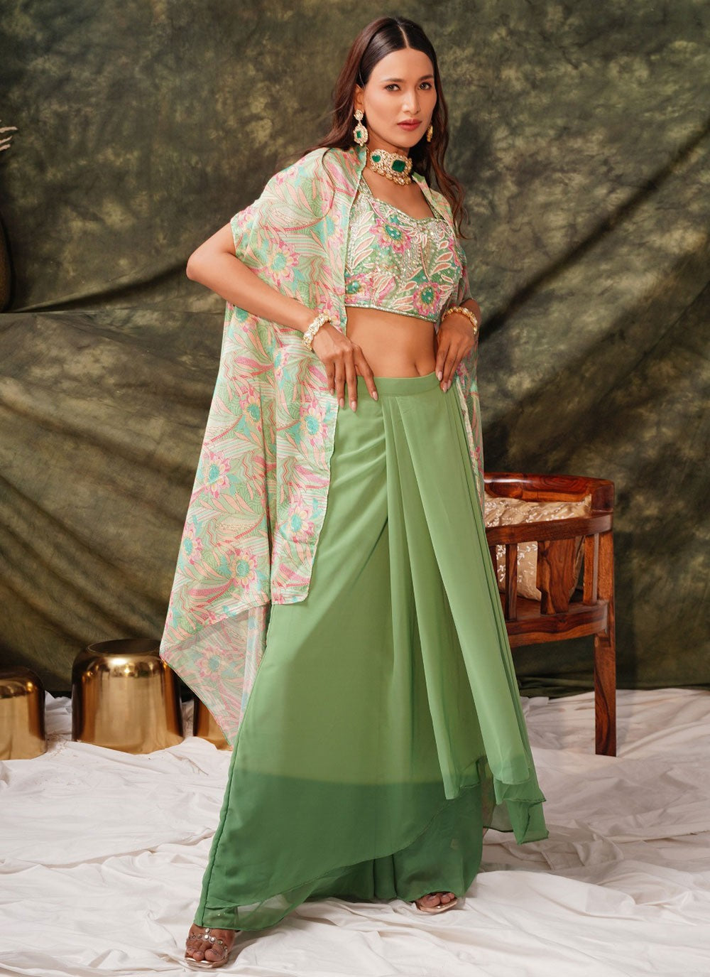 Plain Pure Georgette Lehenga - L3080