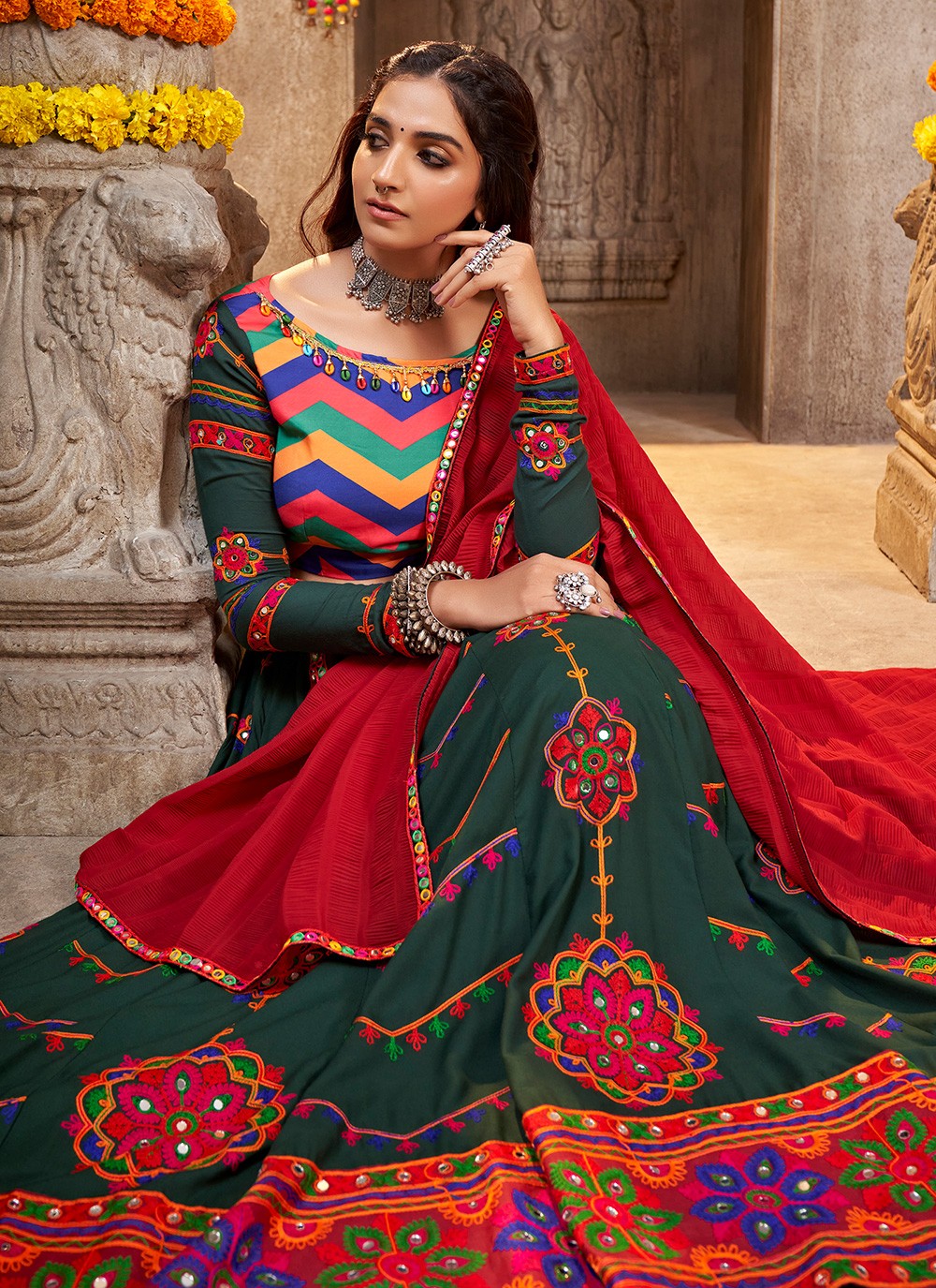 Embroidered Rayon, Viscose A - Line Lehenga - L1044