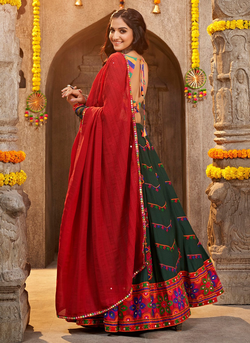 Embroidered Rayon, Viscose A - Line Lehenga - L1044