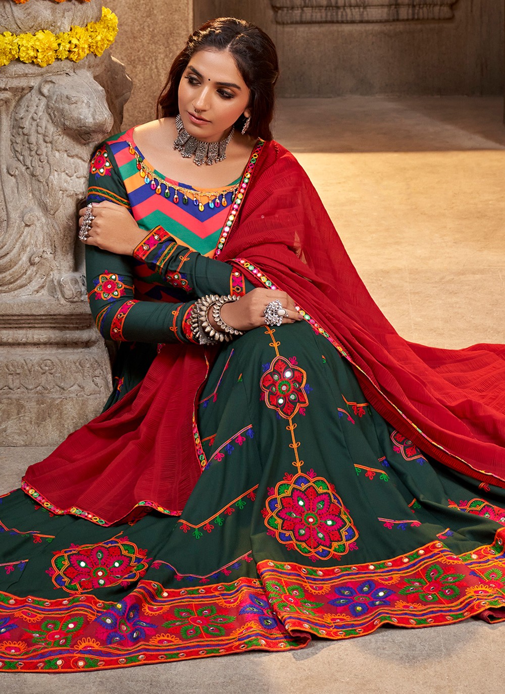 Embroidered Rayon, Viscose A - Line Lehenga - L1044