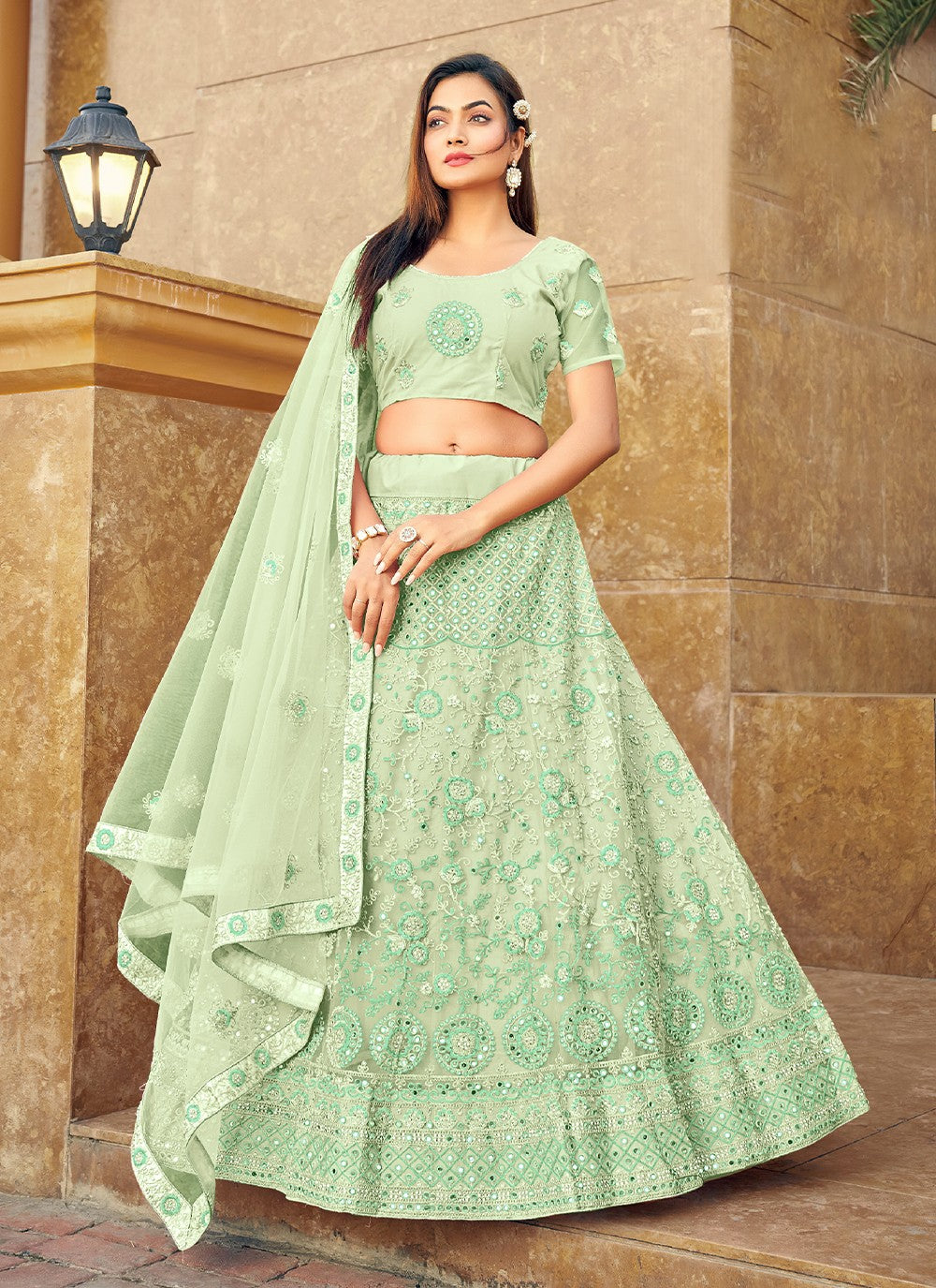 Embroidered Net A - Line Lehenga - L0941