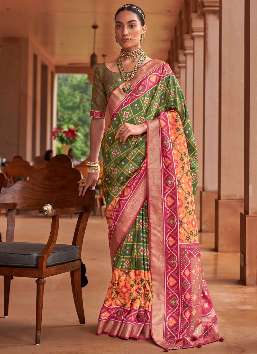 Saree Border Work Patola Silk Saree - S2487