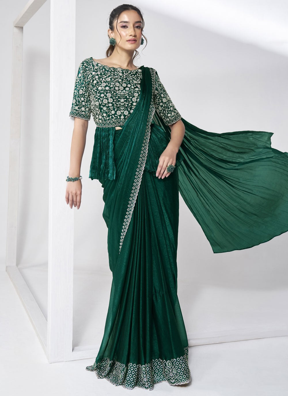 Designer Hand Embroidery Crepe Silk Saree - S9622