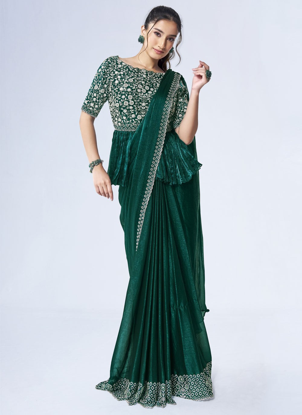 Designer Hand Embroidery Crepe Silk Saree - S9622