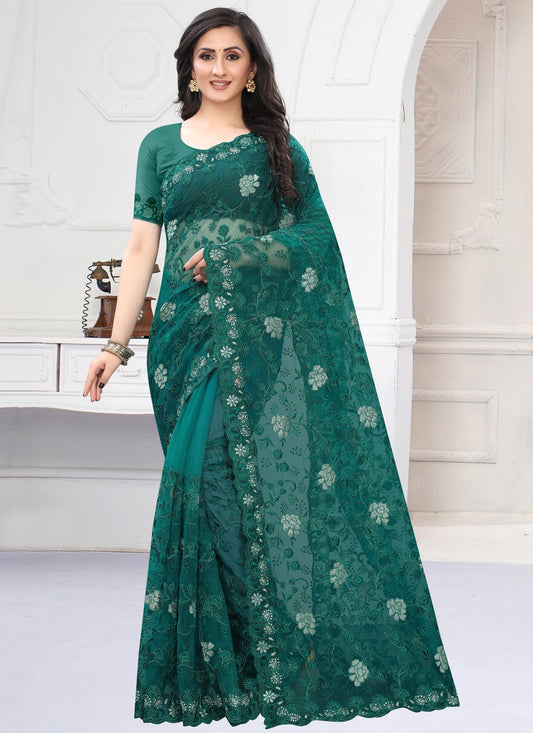 Designer Embroidered Net Saree - S0434