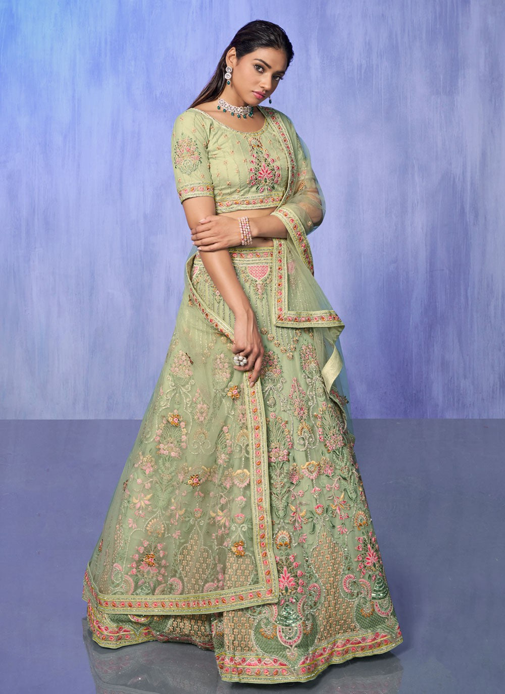 Embroidered Georgette A - Line Lehenga - L1332