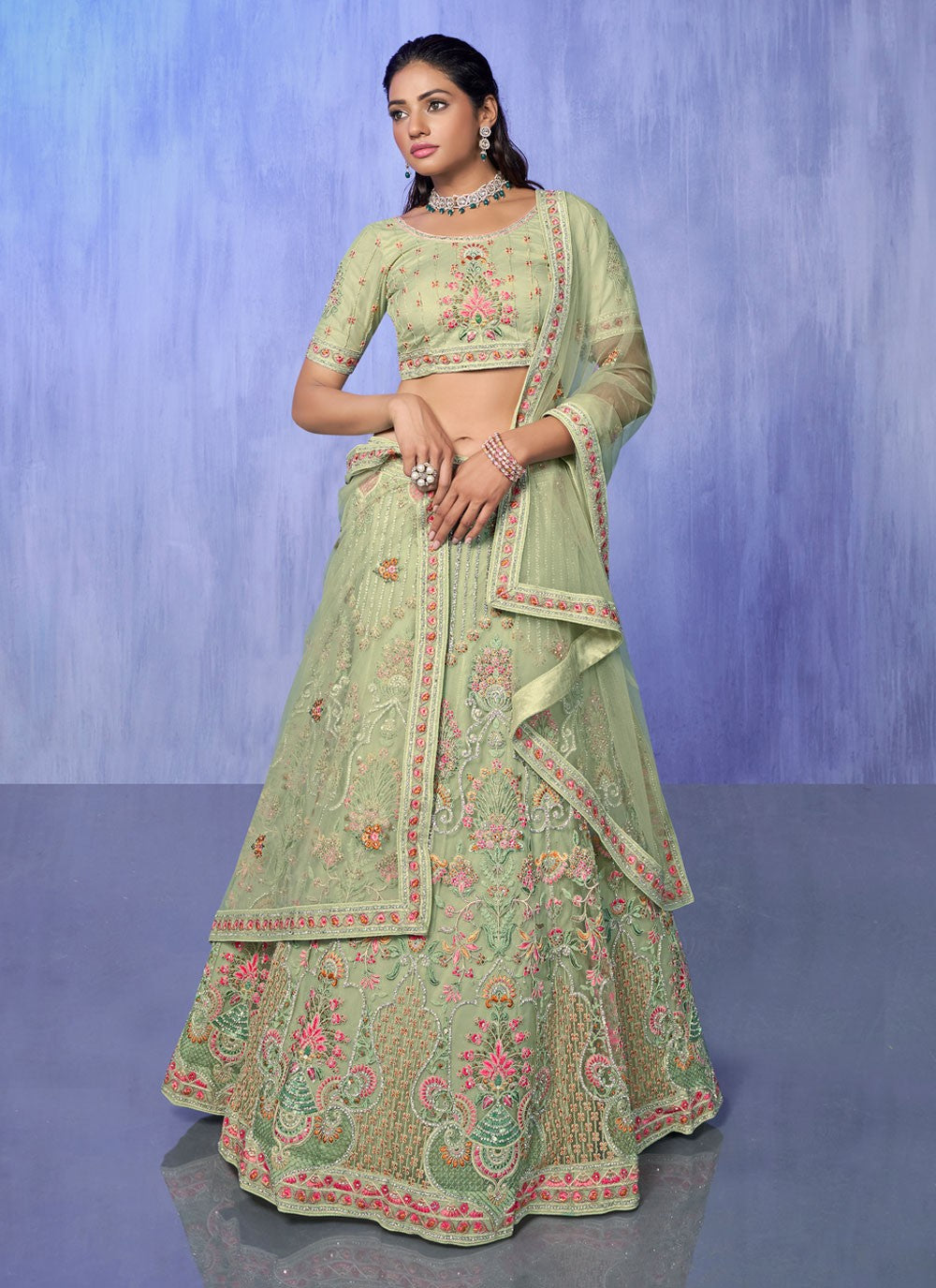 Embroidered Georgette A - Line Lehenga - L1332