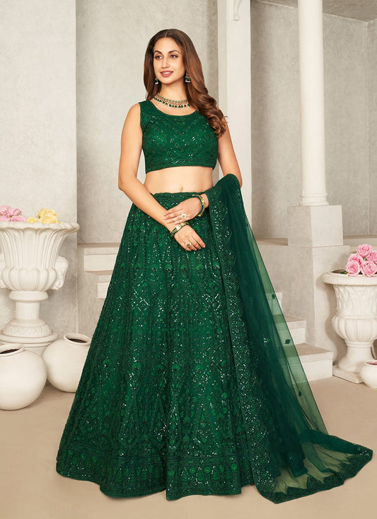 Embroidered Net A - Line Lehenga - L1377