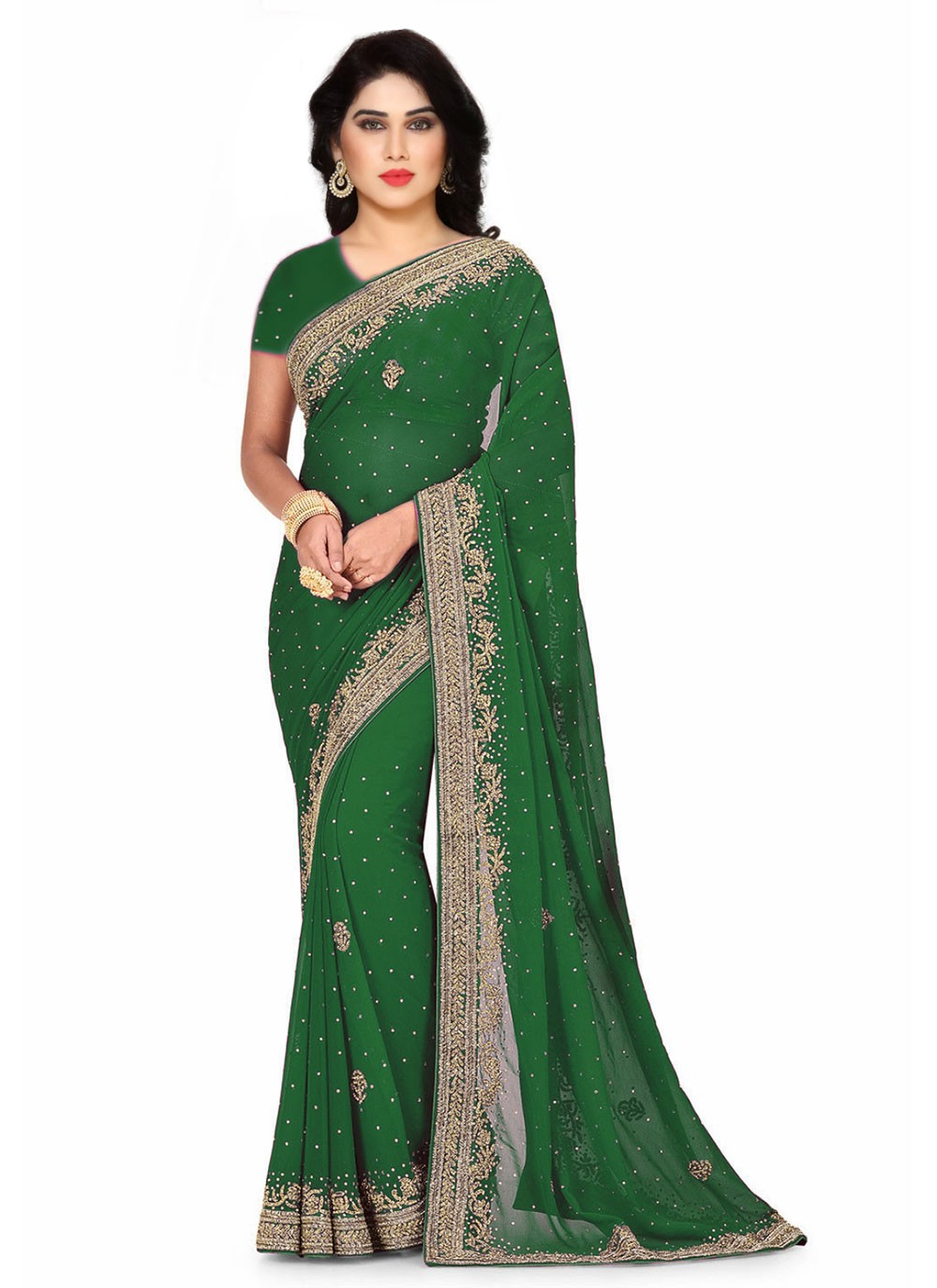 Classic Hand Embroidery Georgette Saree - S2130