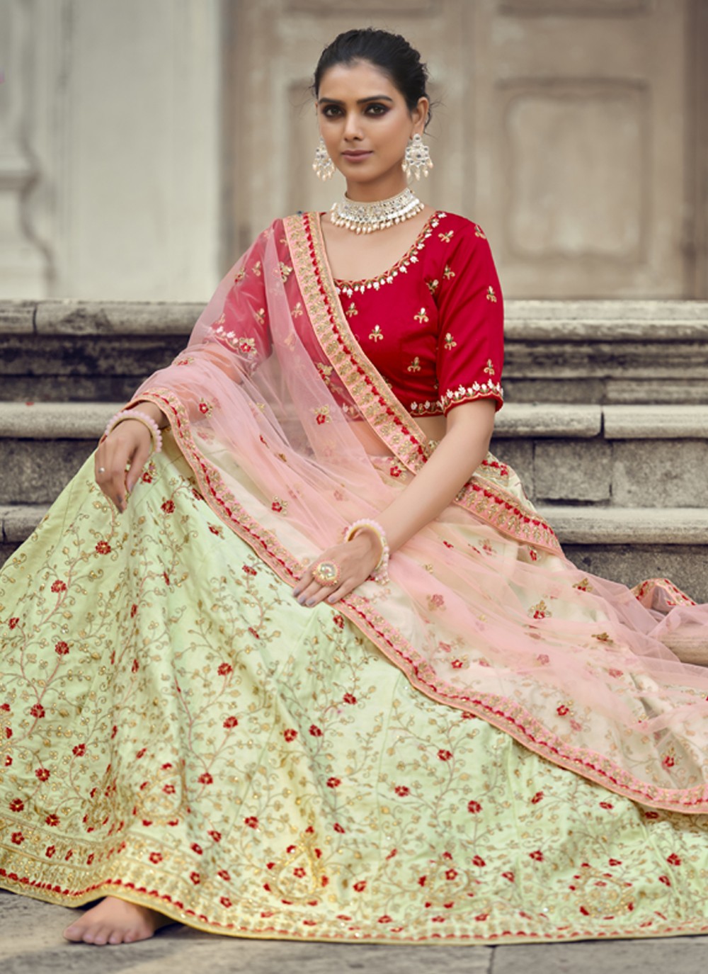 Diamond Satin A - Line Lehenga - L1060