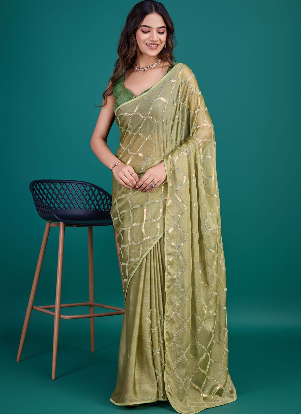 Classic Embroidered Georgette Saree - S8729