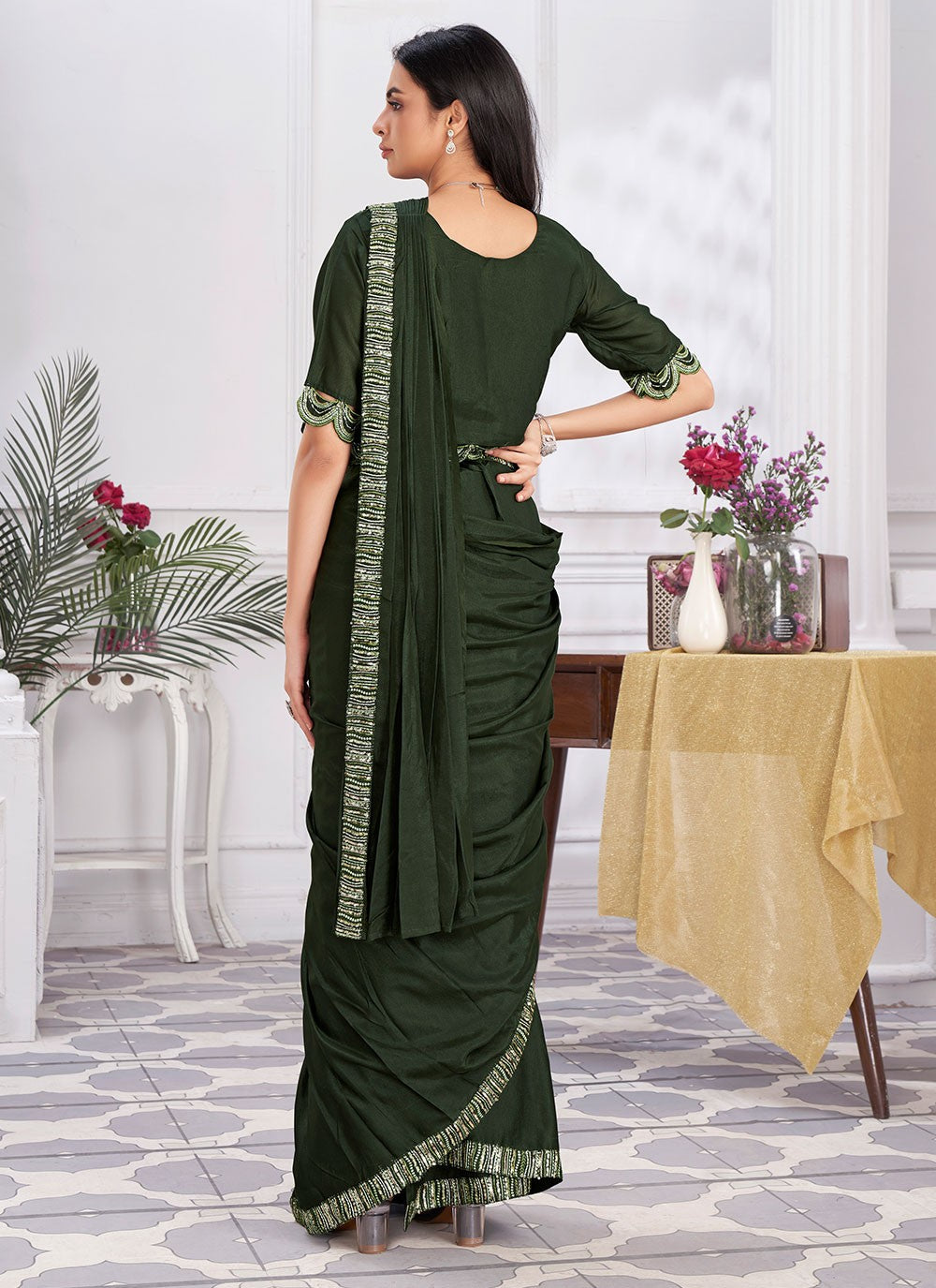 Classic Embroidered Georgette Saree - S6628