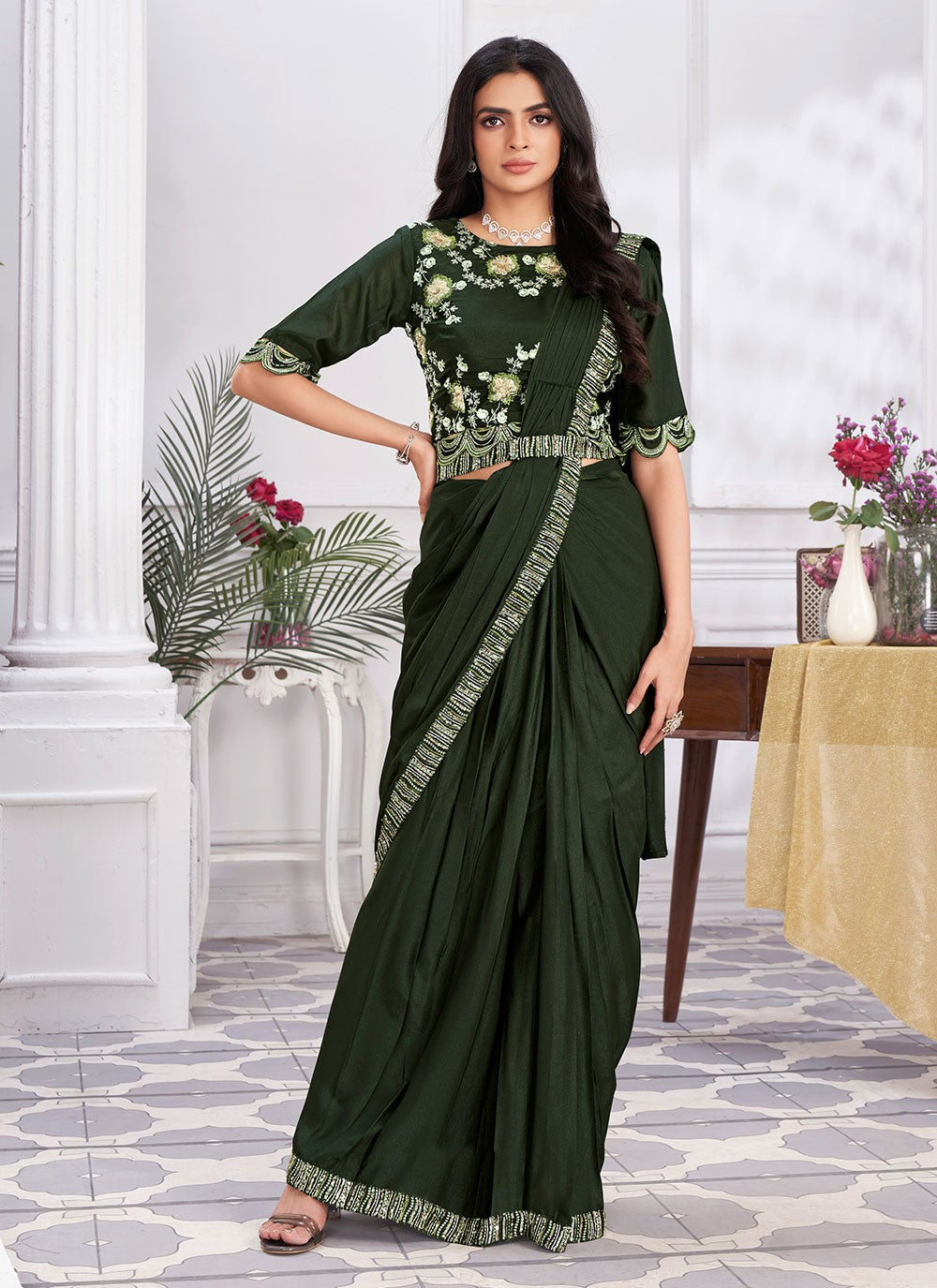 Classic Embroidered Georgette Saree - S6628