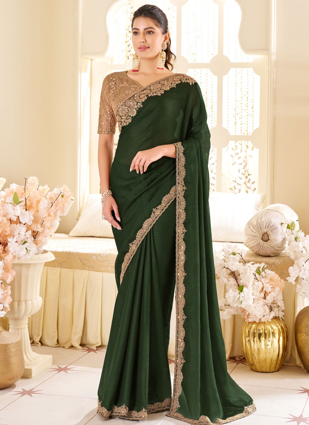 Embroidered, Sequins Shimmer Georgette Saree - S11897