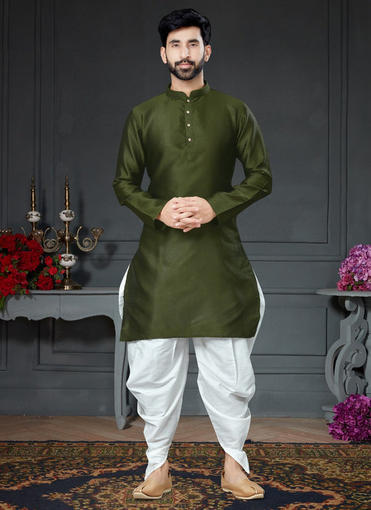 Woven Silk Green Dhoti Kurta - M4153