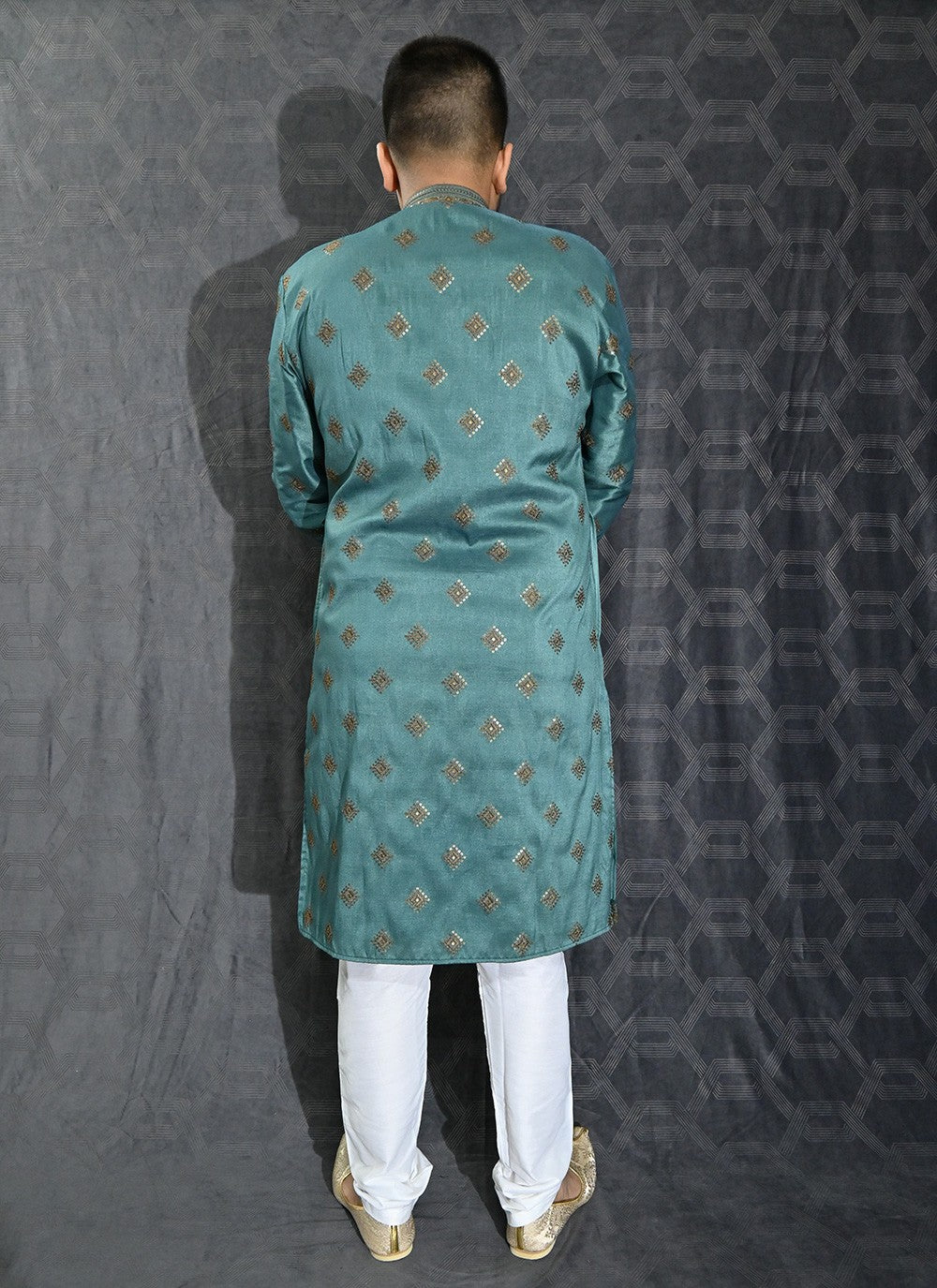 Embroidered Silk Green Kurta Pyjama - M6197