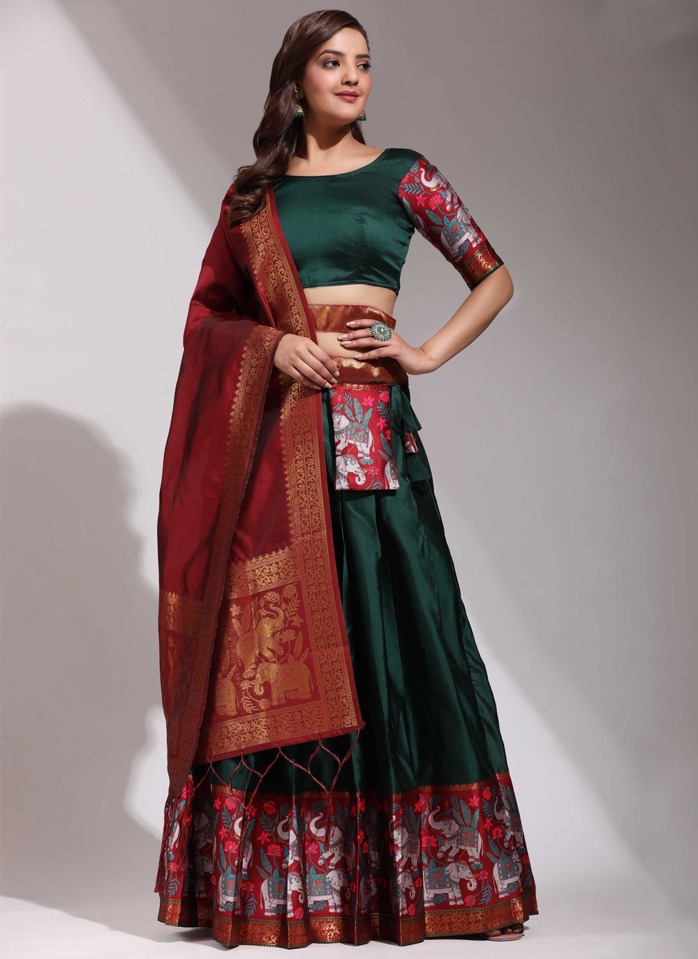 Weaving Zari Silk A - Line Lehenga - L2468