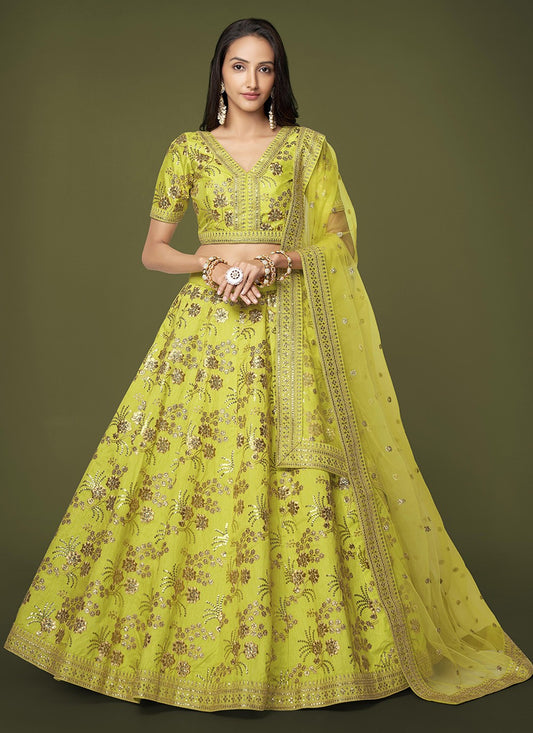 Embroidered Silk A - Line Lehenga - L0964