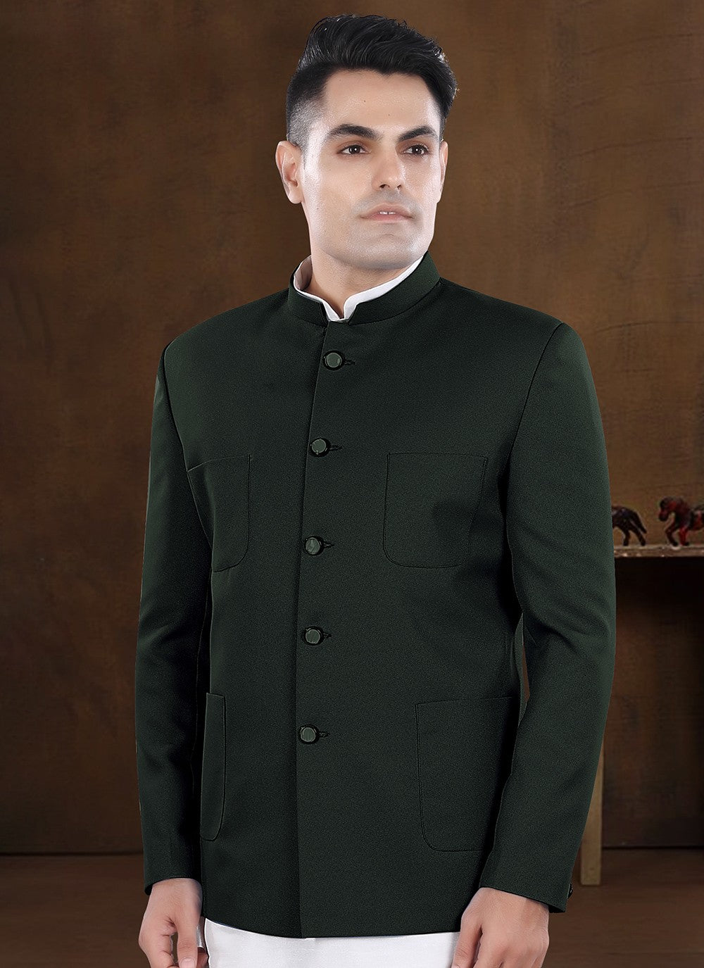 Plain Silk, Viscose Green Kurta Payjama With Jacket - M8189