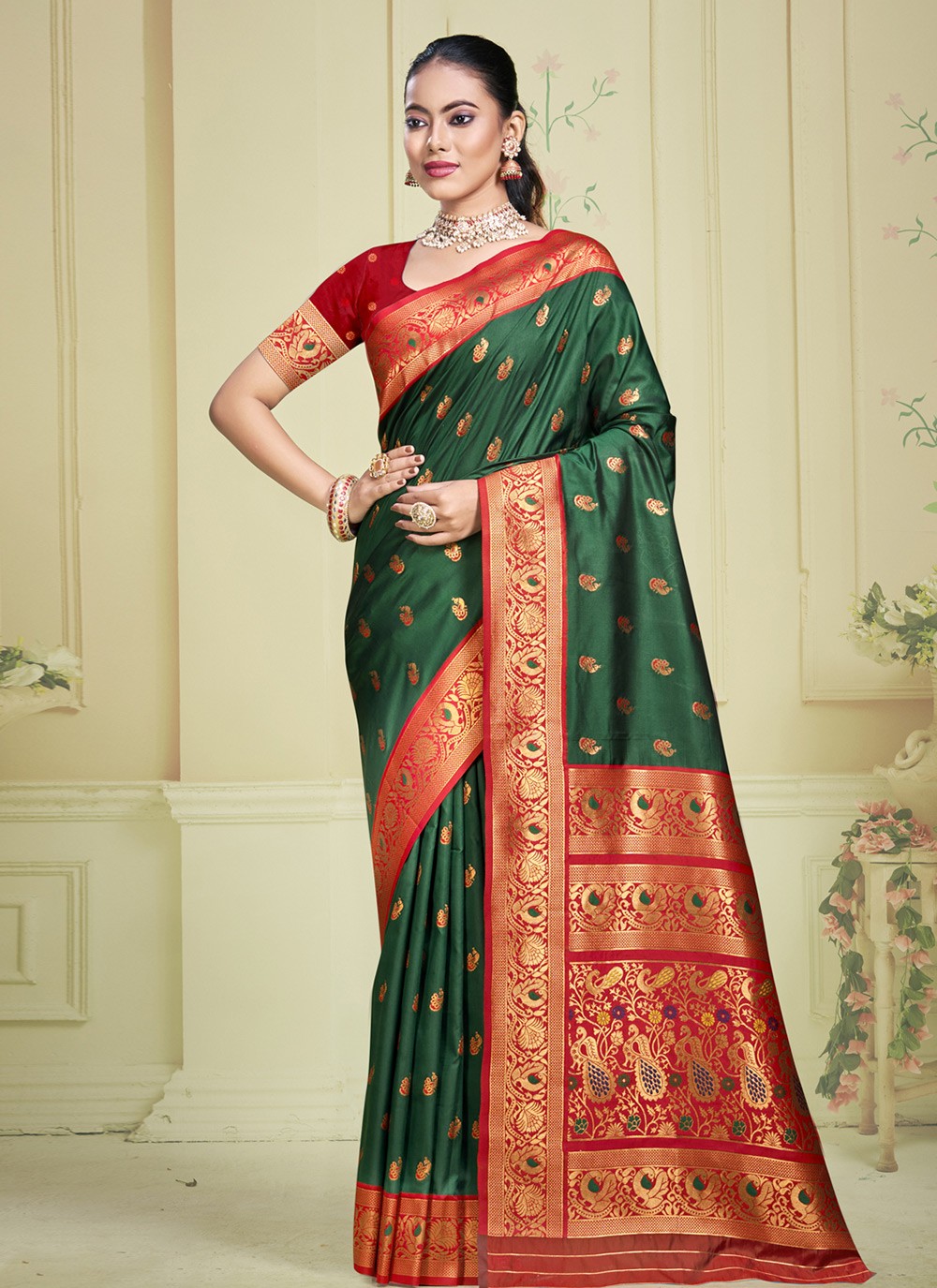 Casual Woven Silk Green Saree - S11381