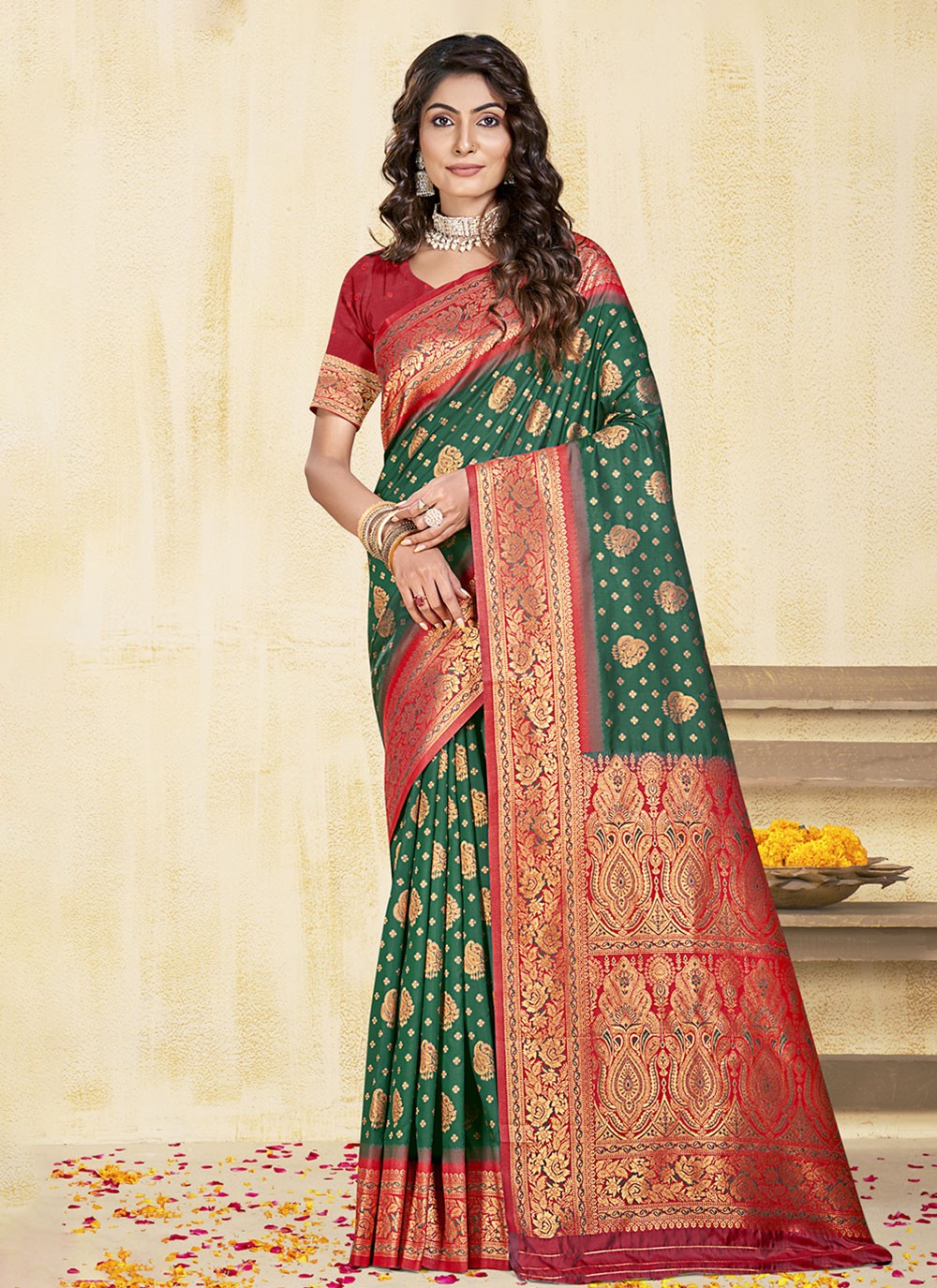 Classic Meenakari Silk, Tissue Saree - S9944