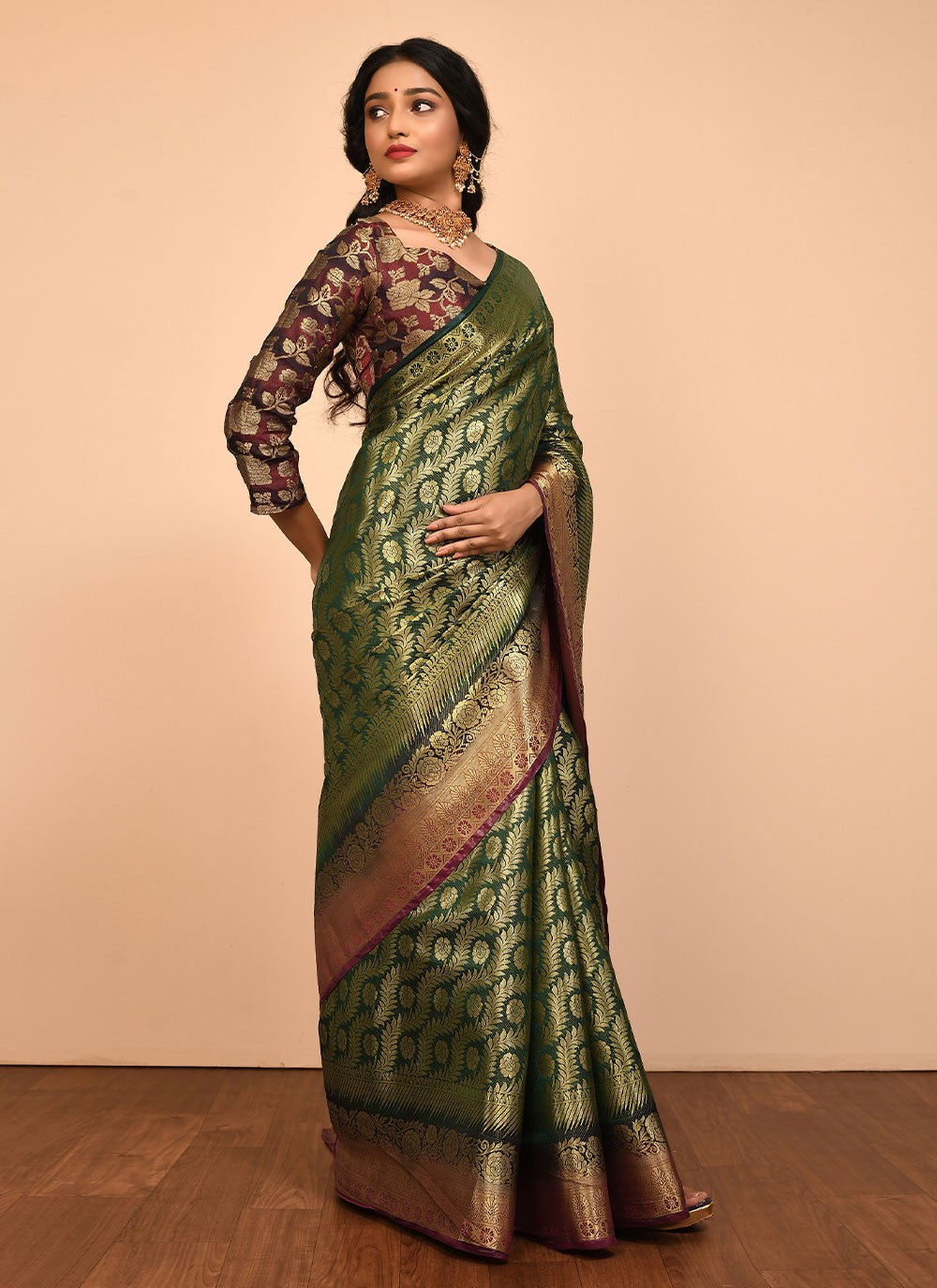 Traditional Embroidered Silk Saree - S1557