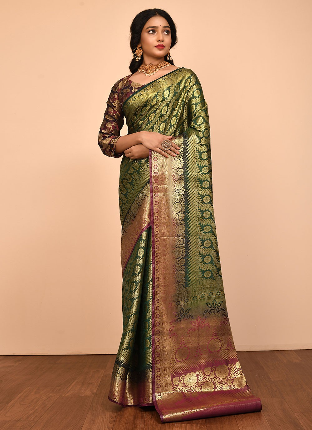 Traditional Embroidered Silk Saree - S1557