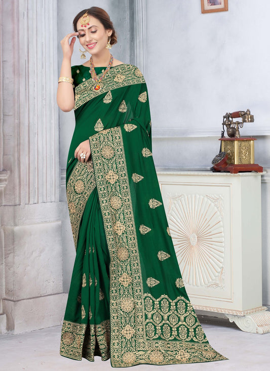 Traditional Embroidered Silk Saree - S0523