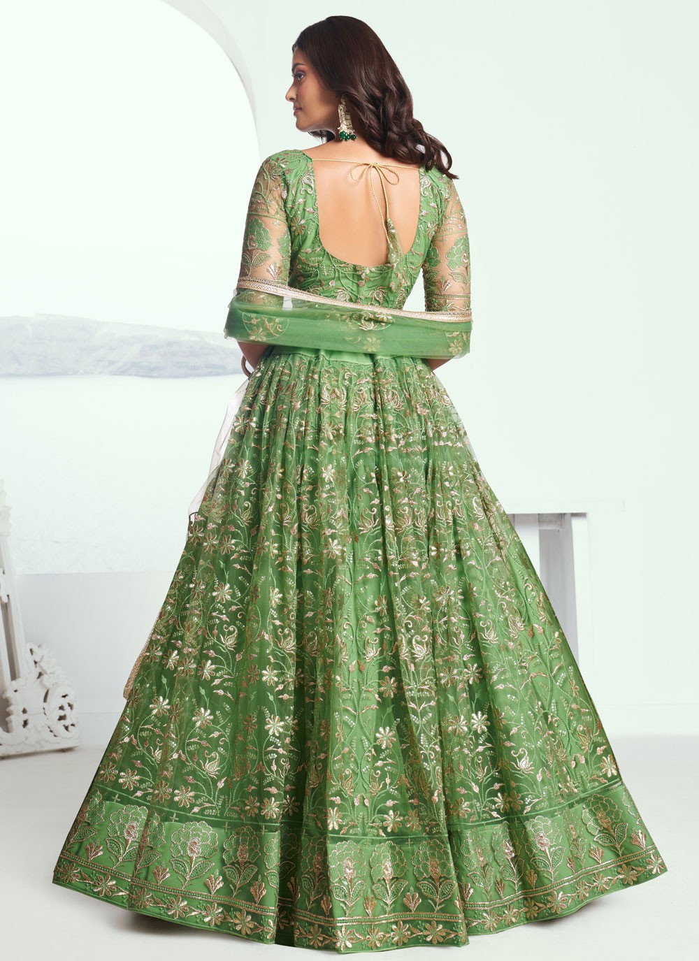 Embroidered Net A - Line Lehenga - L2365