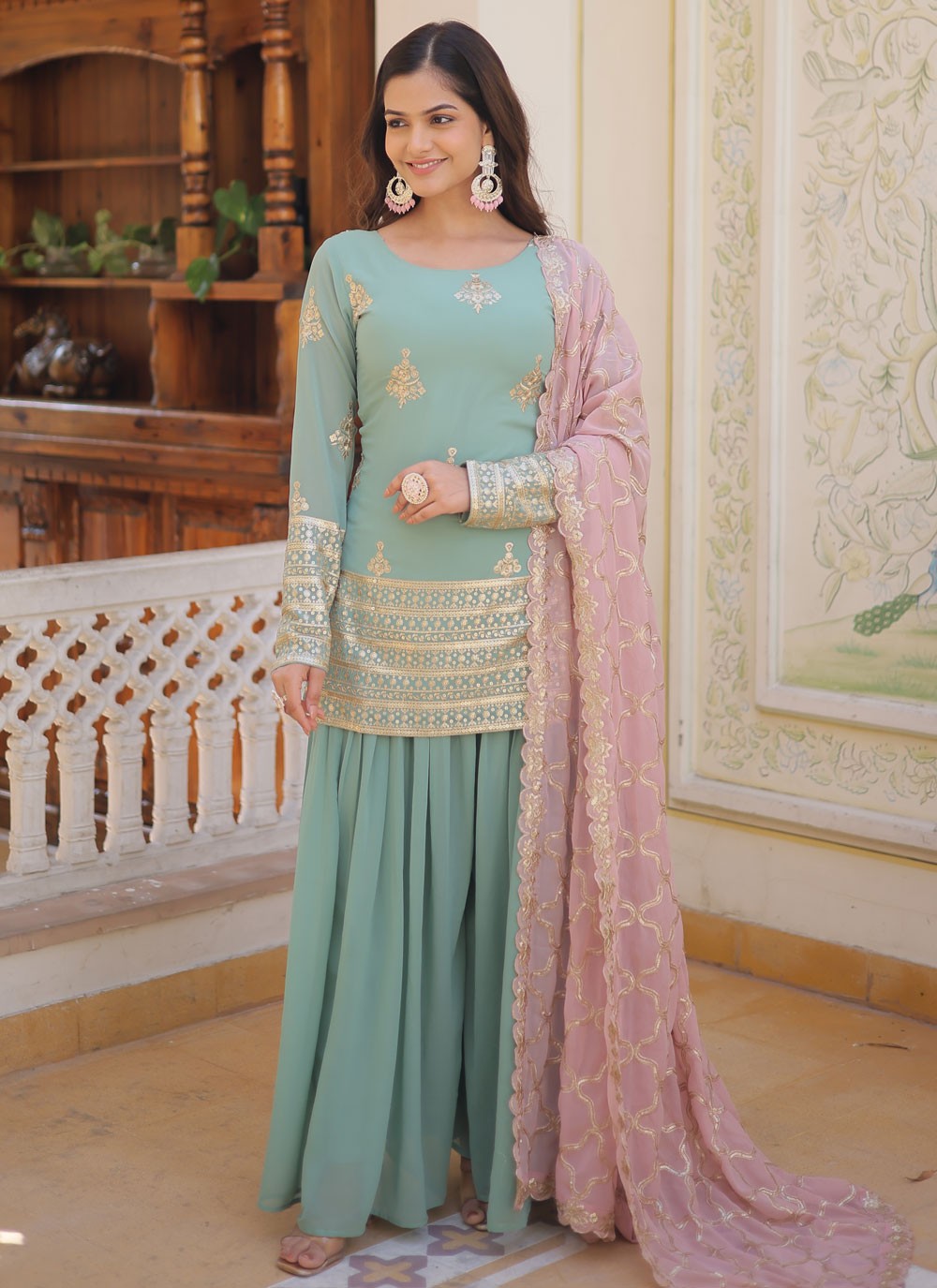 Faux Georgette Salwar Suit - T1876