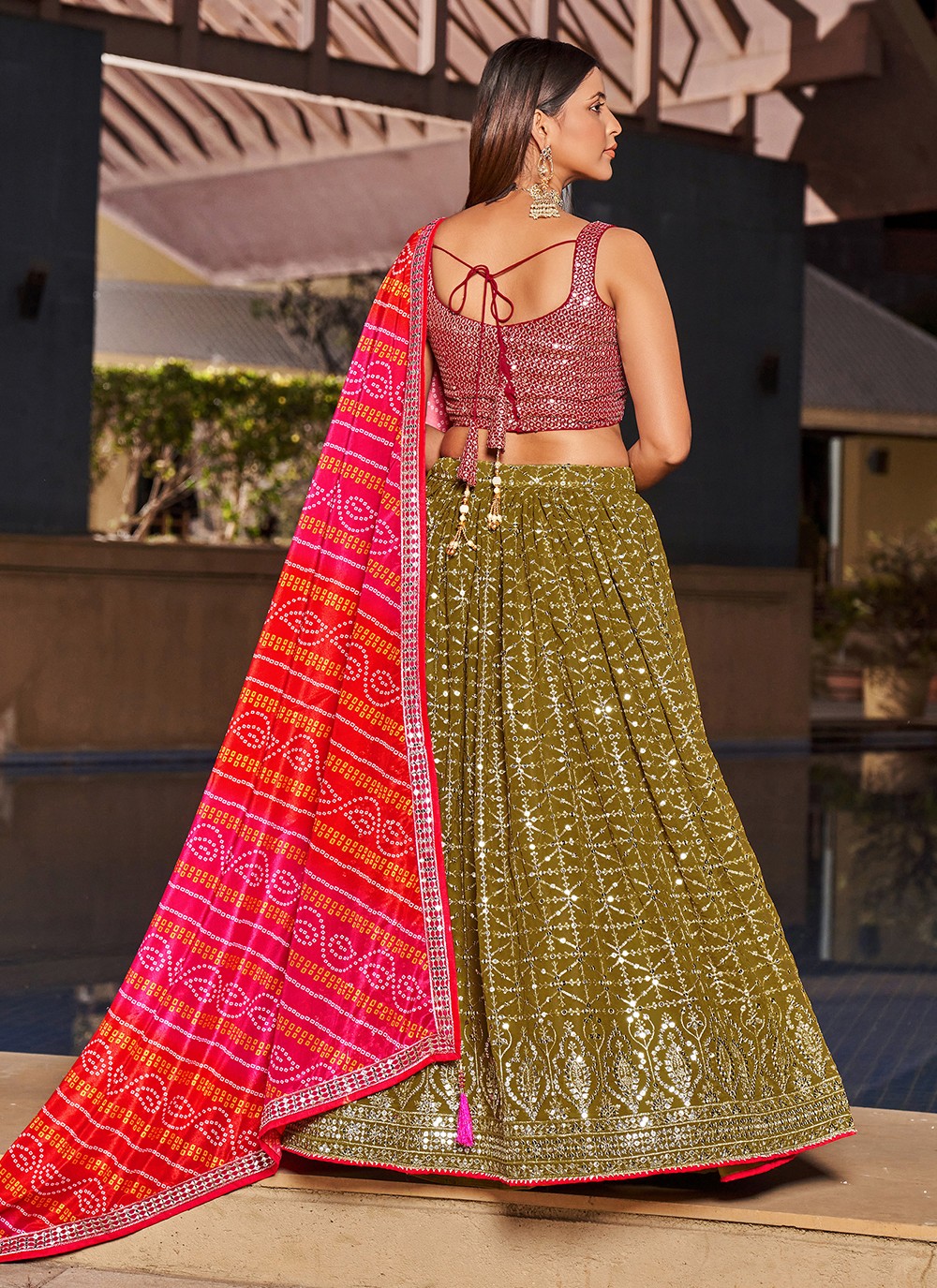 Embroidered Georgette A - Line Lehenga - L1528