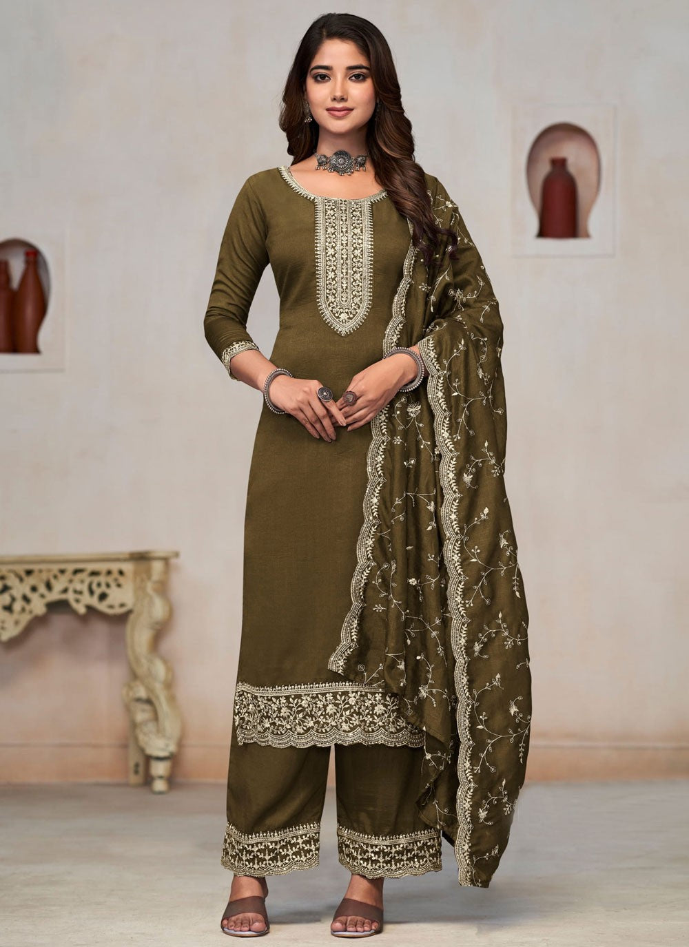 Vichitra Silk Salwar Suit - T2908