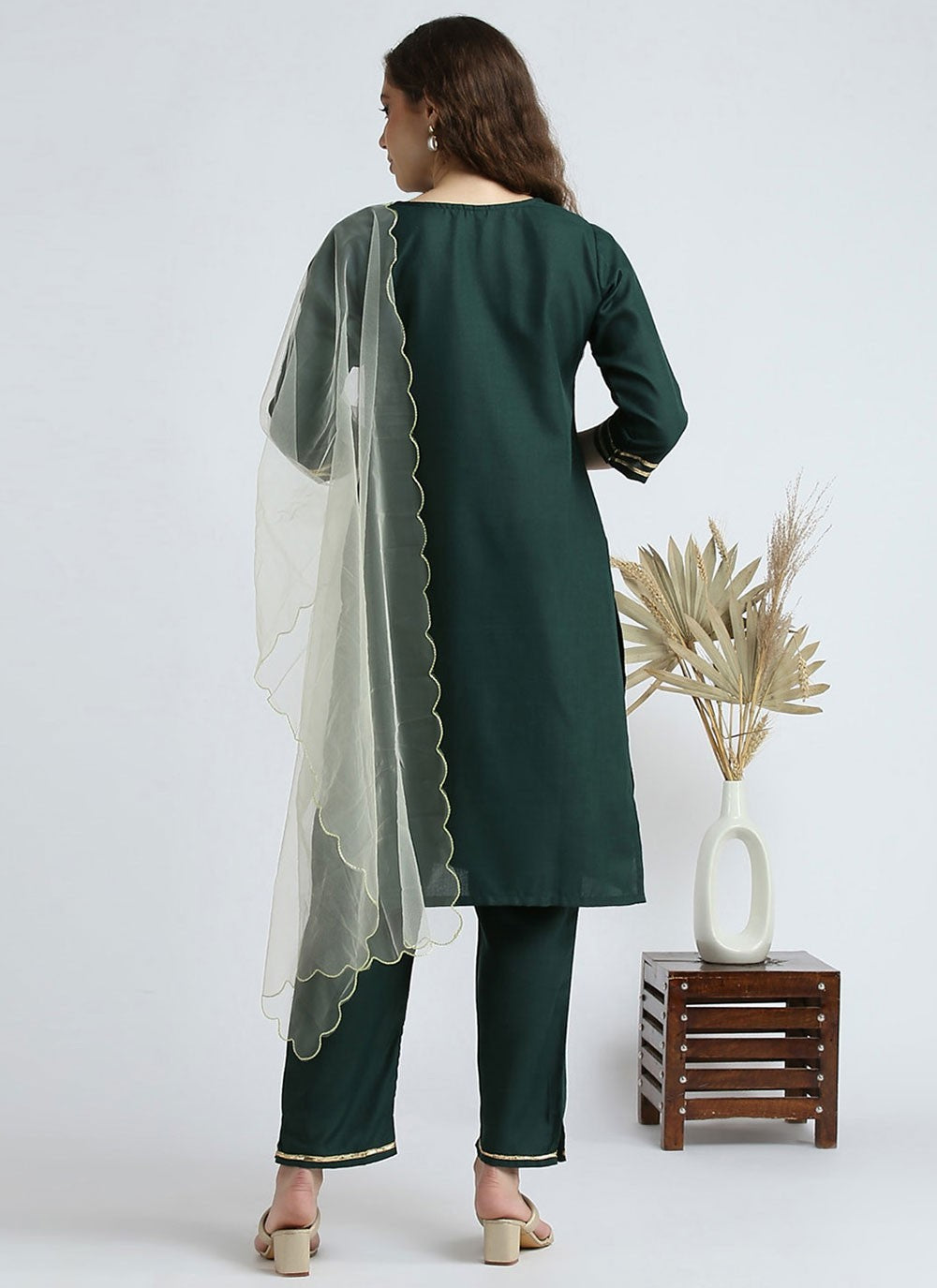 Embroidered Cotton Pant Style Suit - T4612