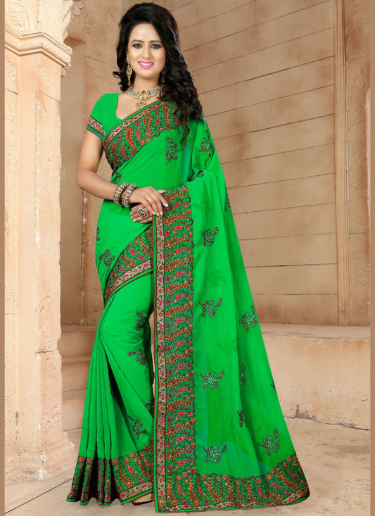 Trendy Embroidered Faux Georgette Saree - S0084