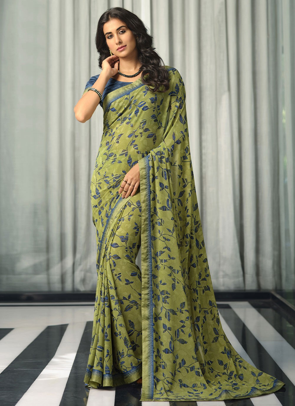 Traditional Lace Georgette Saree - S2868