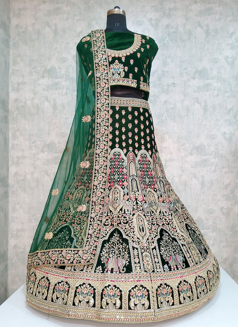 Embroidered Velvet A - Line Lehenga - L1961