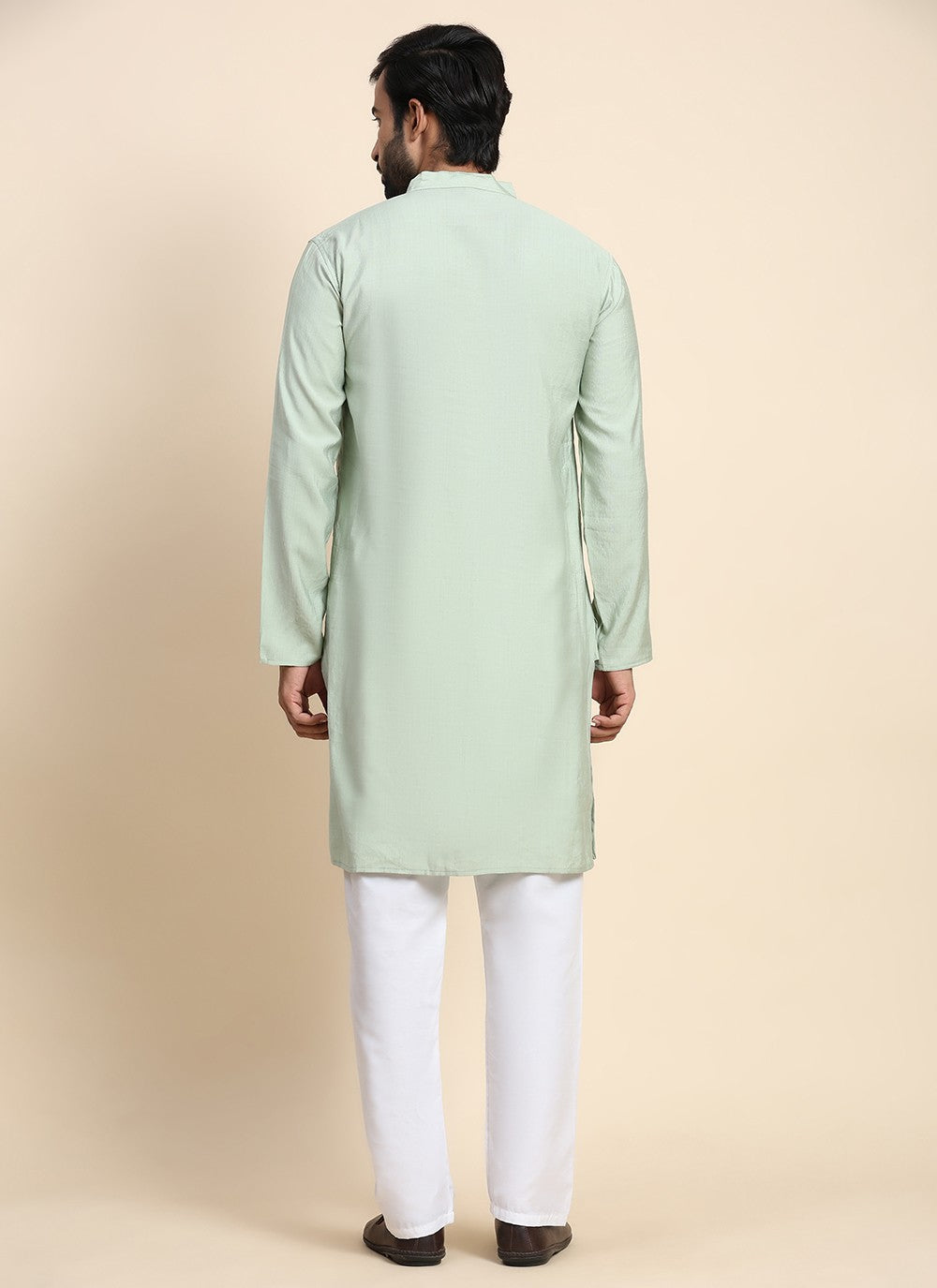 Plain Rayon, Viscose Green Kurta Pyjama - M8430