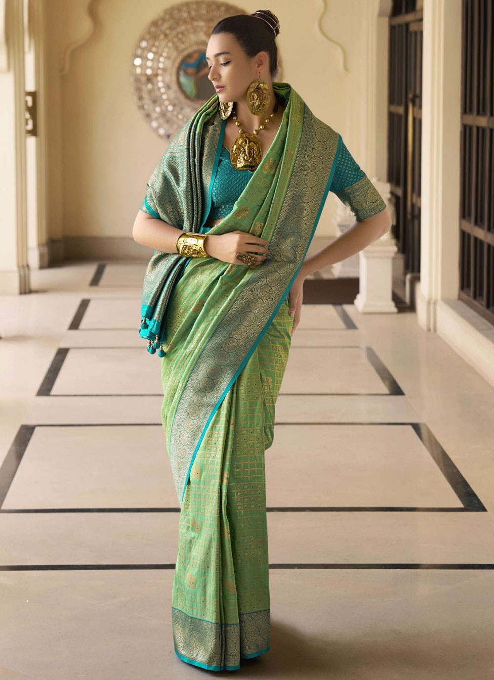 Classic Weaving Zari Banarasi Silk Beige Saree - S11078