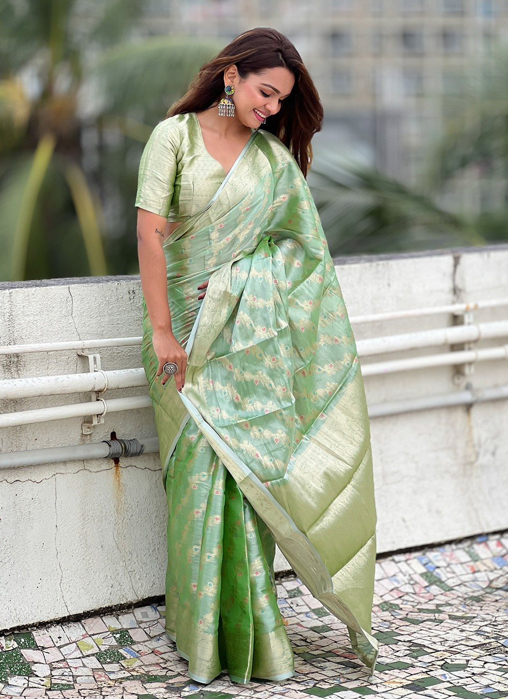 Classic Meenakari Silk, Tissue Saree - S9944