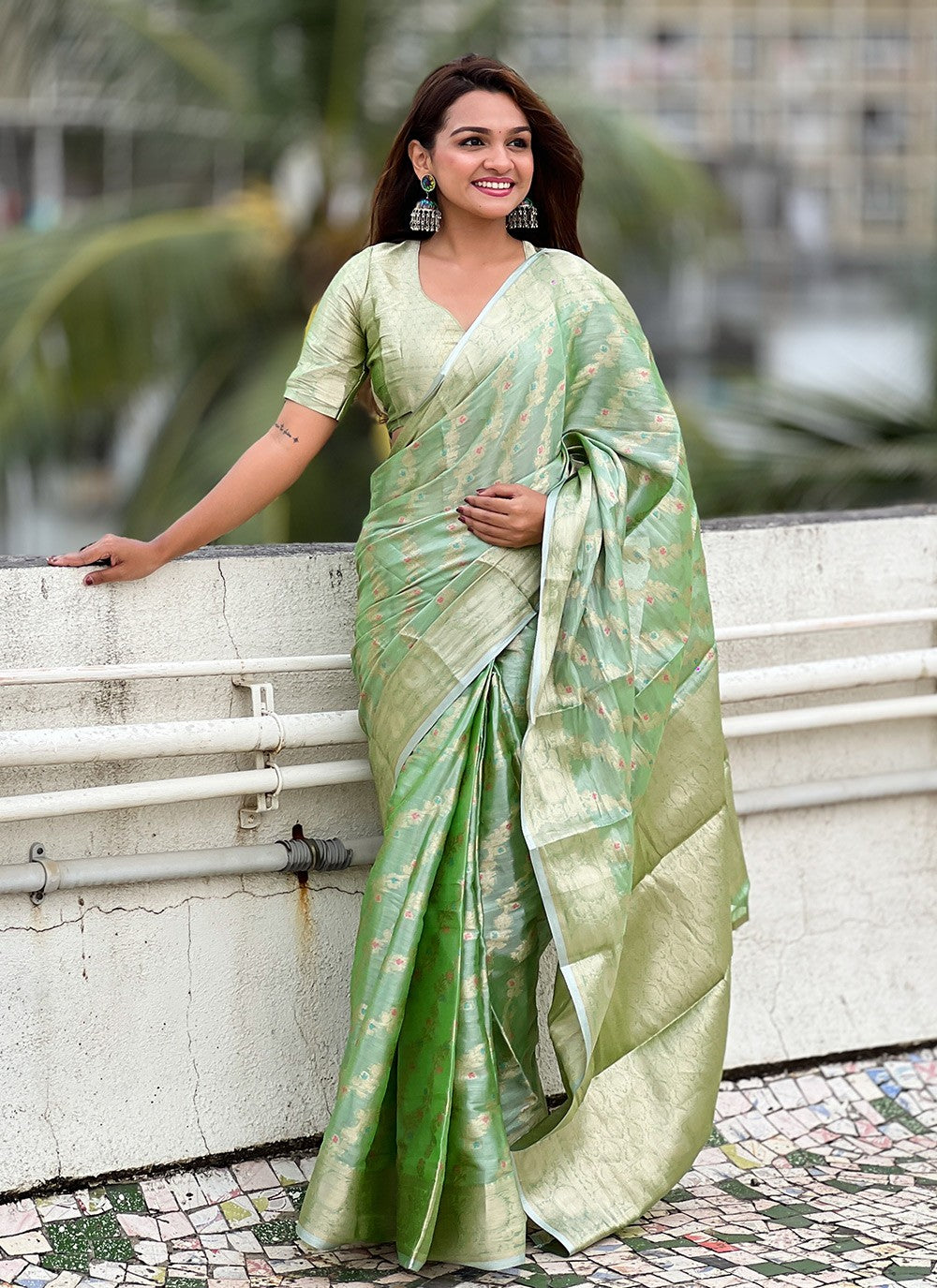 Classic Meenakari Silk, Tissue Saree - S9944