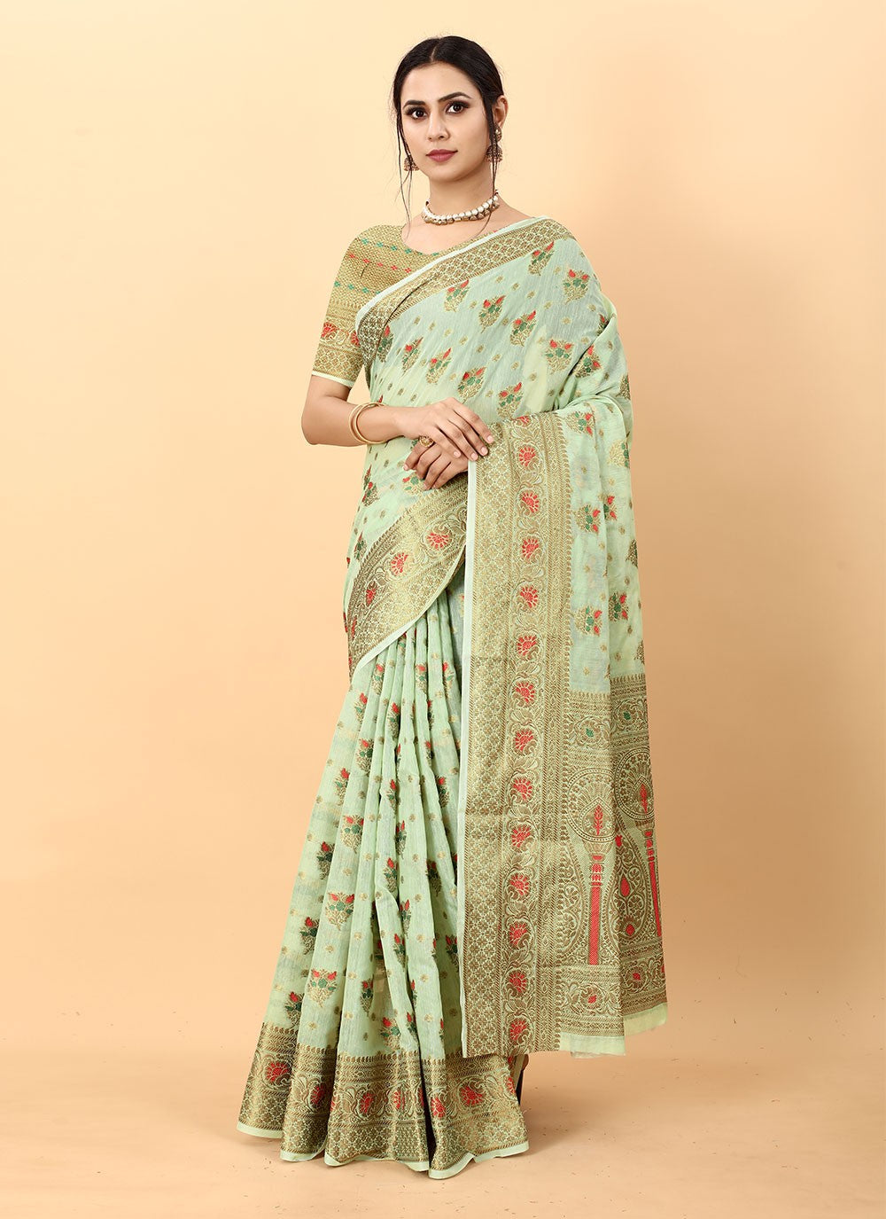 Classic Weaving Zari Cotton Silk Saree - S1597