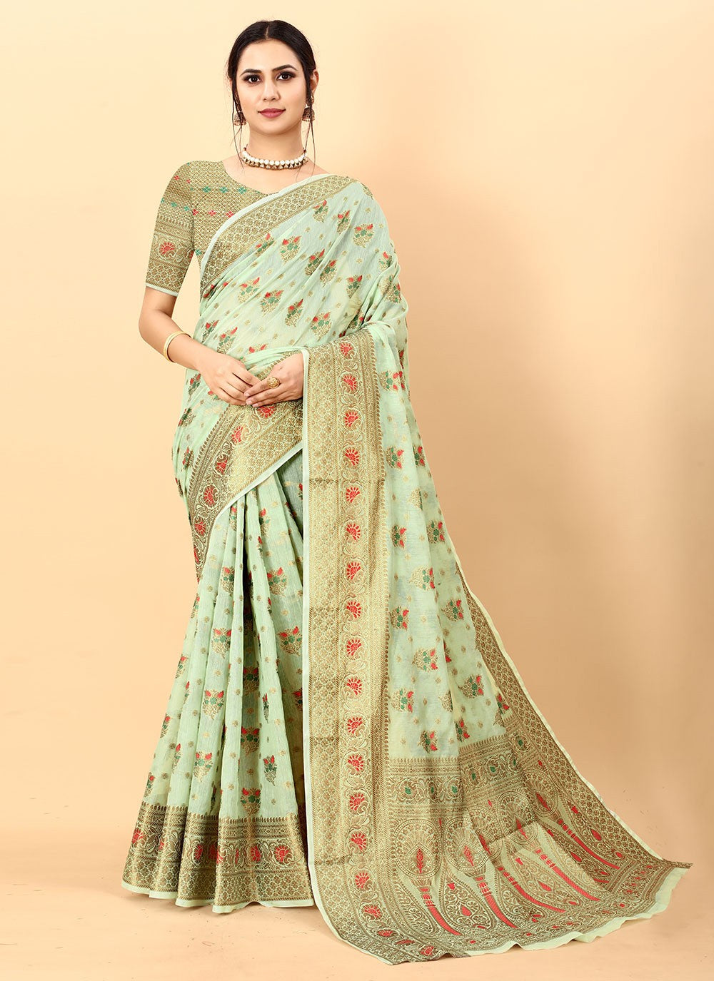 Classic Weaving Zari Cotton Silk Saree - S1597